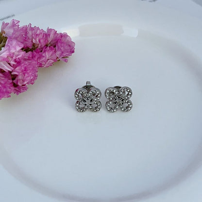 Tory Burch Sweet Diamond Four-Leaf Clover Metal Stud Earrings