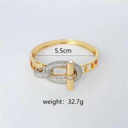 Pig nose horizontal bar ring bracelet set inlaid zircon bracelet ring women
