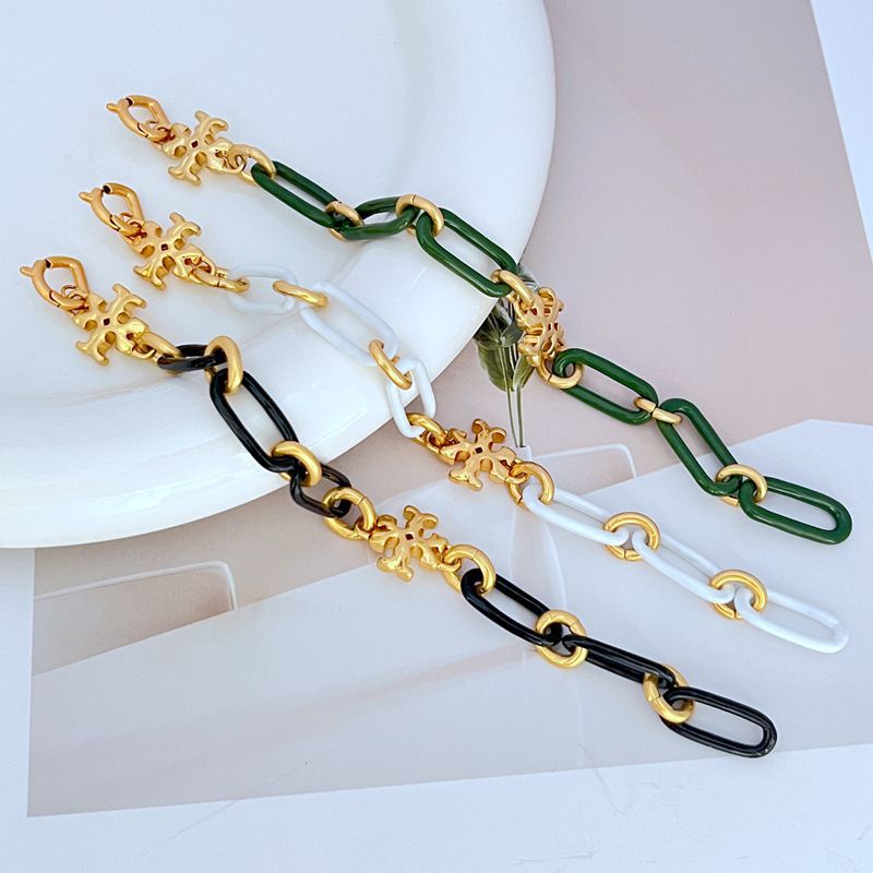 Tory Burch Chunky Chain Logo-Embellished Metal Bracelet