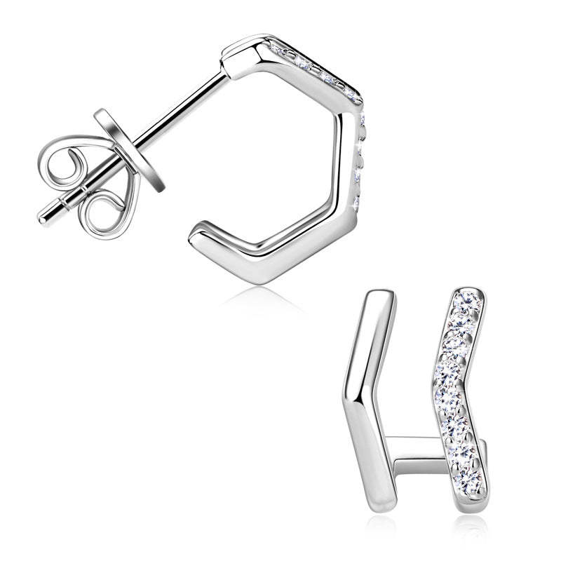 Moissanite Hexagonal Hoop Earrings