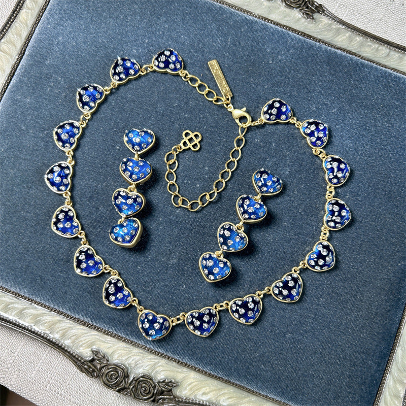 Oscar de la Renta Vintage Matte "Dreamy Heart" Rhinestone Necklace