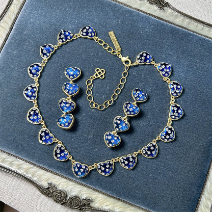 Oscar de la Renta Vintage Matte "Dreamy Heart" Rhinestone Necklace