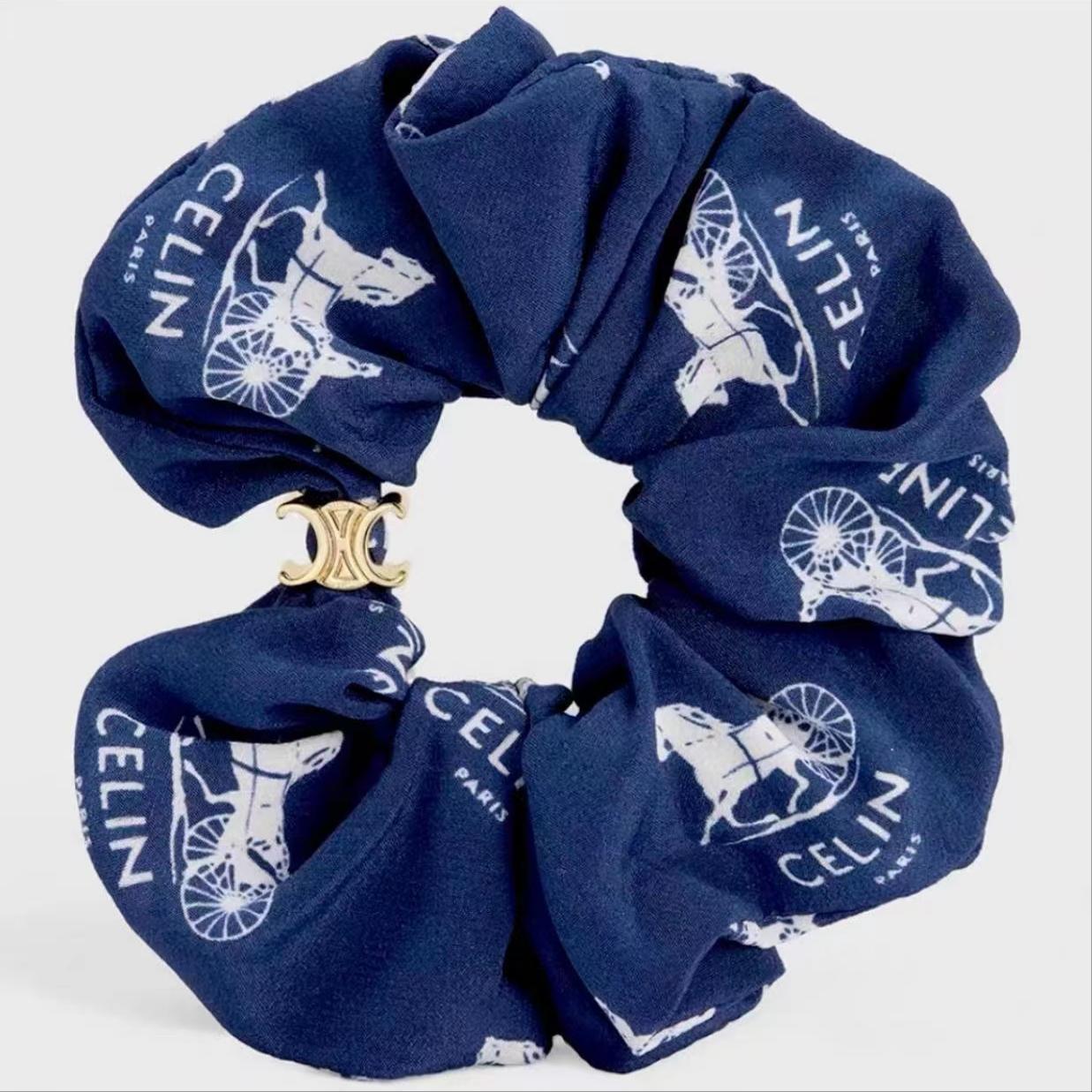 Celine Arc de Triomphe Hair Tie Silk Cotton Hair Tie