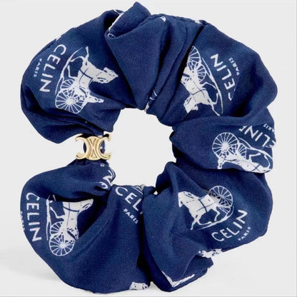 Celine Arc de Triomphe Hair Tie Silk Cotton Hair Tie
