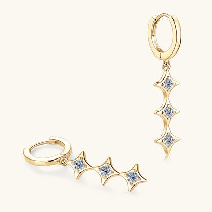 Three-Stone Moissanite Drop Earrings