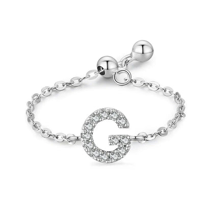 Sterling silver pavé initial bracelet with letter G charm and link chain clasp