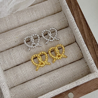 twine heart stud earrings