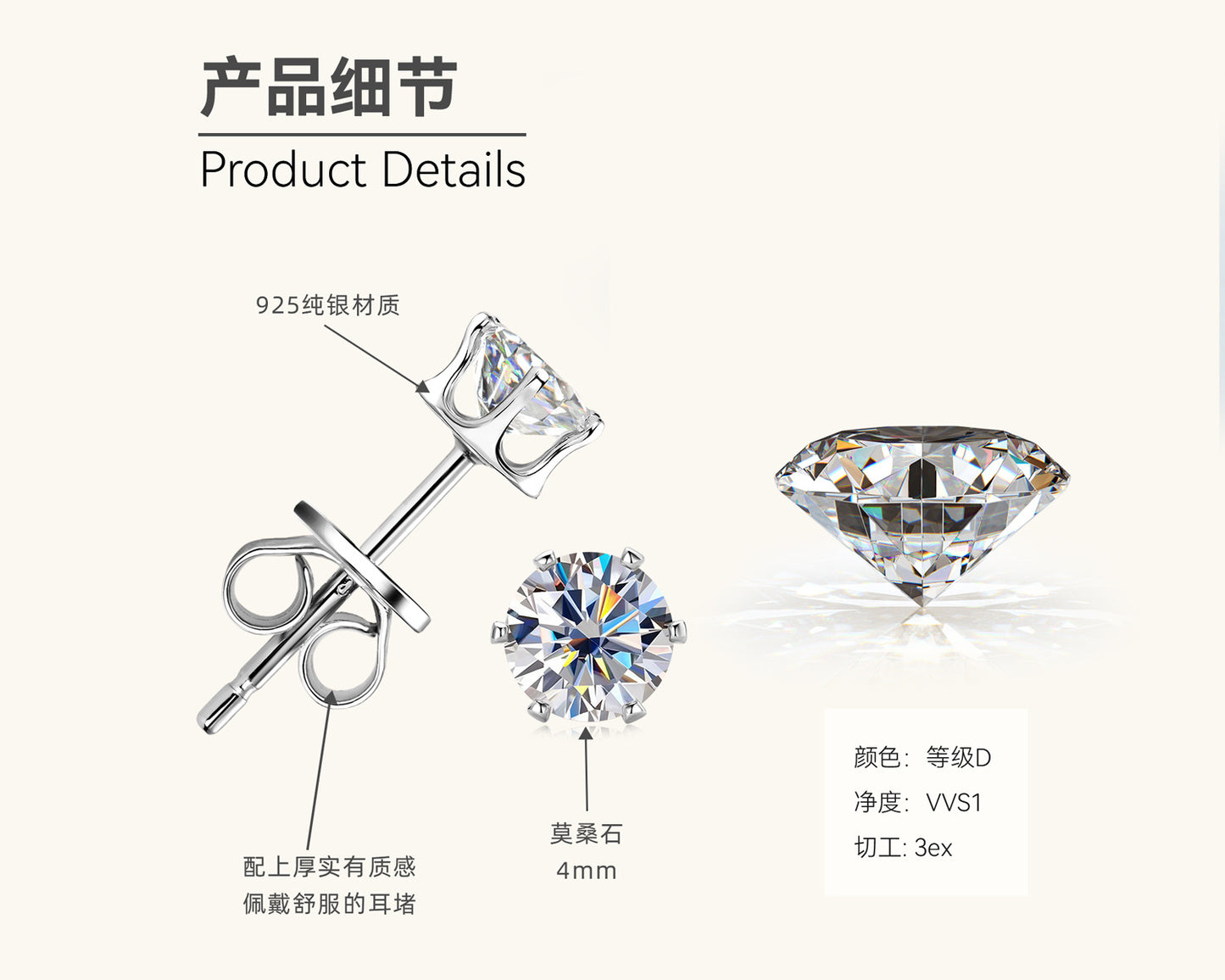 Moissanite Stud Earring Collection