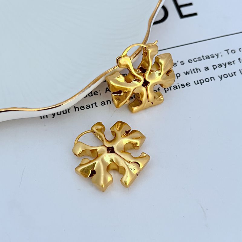 Tory Burch Commuter-Style 3D Logo Metal Earrings Women's
