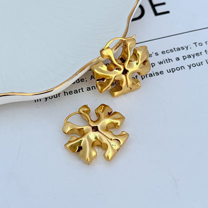 Tory Burch Commuter-Style 3D Logo Metal Earrings Women's