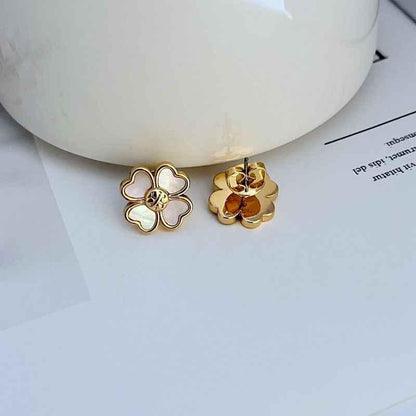 Tory Burch Natural Shell Four-Leaf Clover Earrings - JIMMY JEWELRY 01