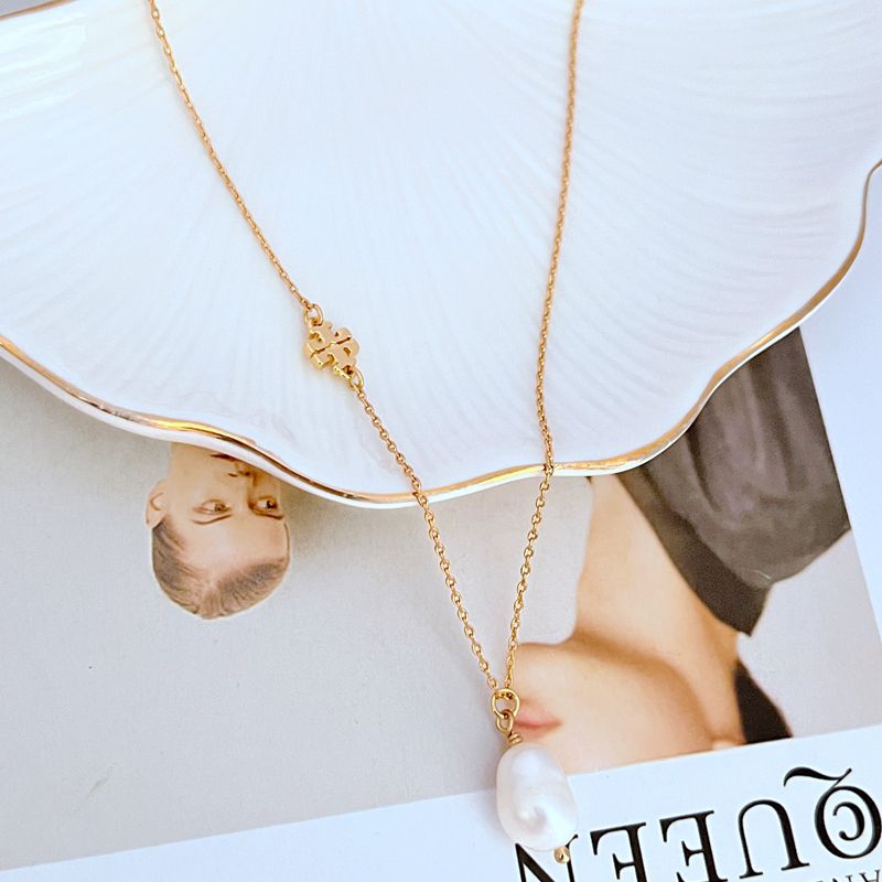 Tory Burch Freshwater Pearl Metal Pendant Necklace Women
