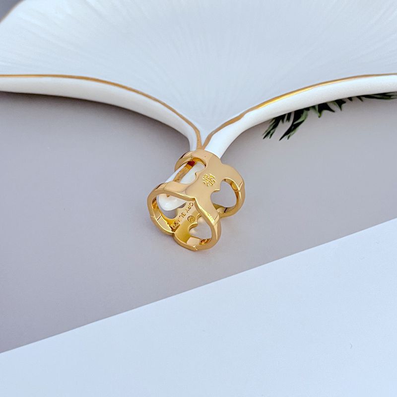 Tory Burch Unique Wide Polished Metal Ring women