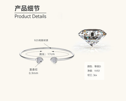 Moissanite Heart Bangle Bracelet