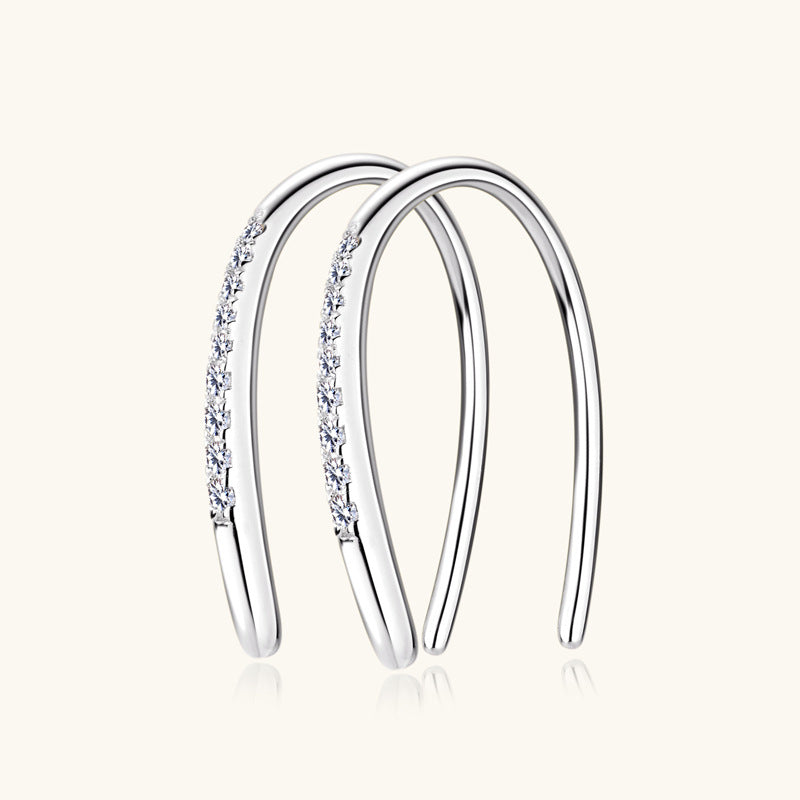 Moissanite Huggie Hoop Earrings with Dangling Stone