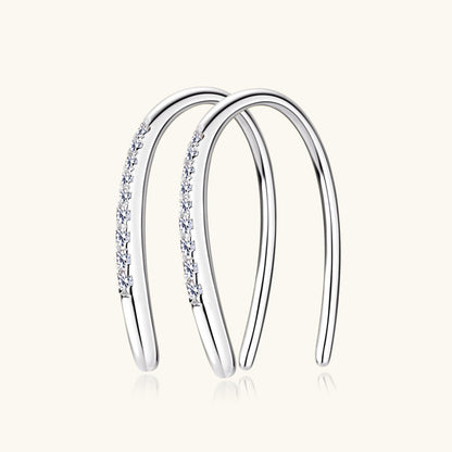 Moissanite Huggie Hoop Earrings with Dangling Stone