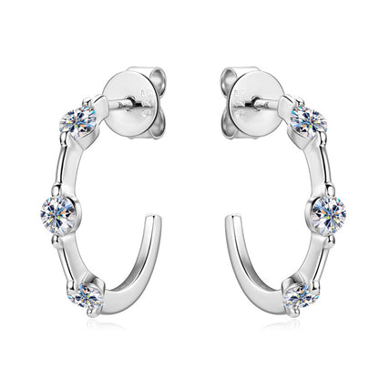 Three-Stone Moissanite Half Hoops