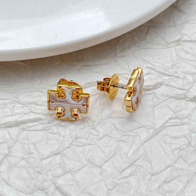 Tory Burch Natural Shell Logo Earrings - JIMMY JEWELRY 01