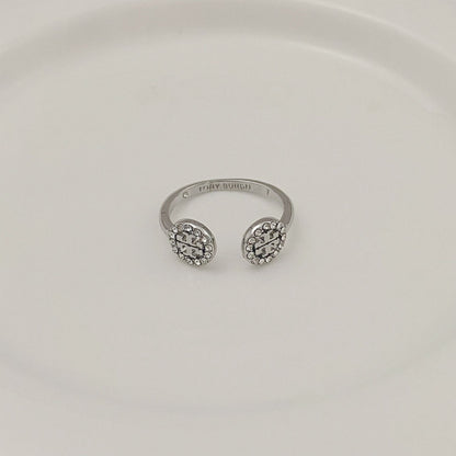 Tory Burch Fashion Rhinestone Round Logo Ring