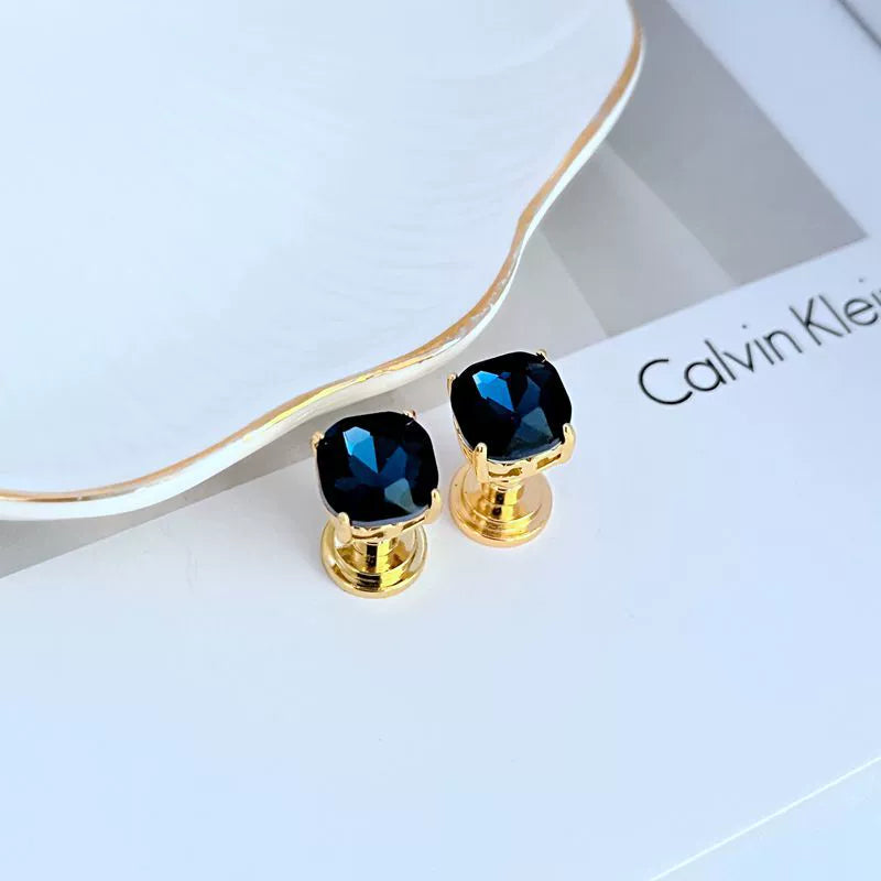 Tory Burch Geometric Square Stud Earrings Colorful Rhinestones