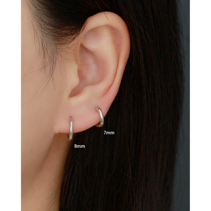 Minimalist Smooth-Finish Stackable S925 Silver Earrings