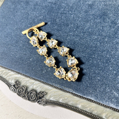 Oscar de la Renta Stylish Sparkling Crystal Heart Bracelet