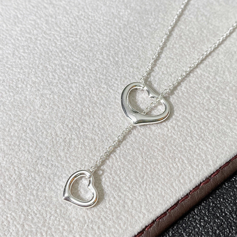 double hollow heart necklace