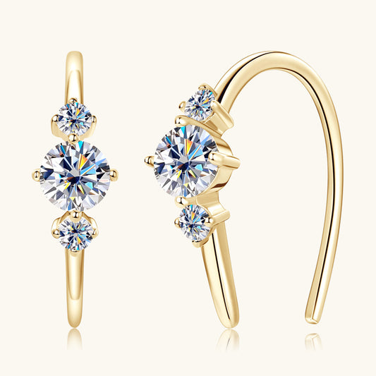 Three-Stone Moissanite Hook Earrings
