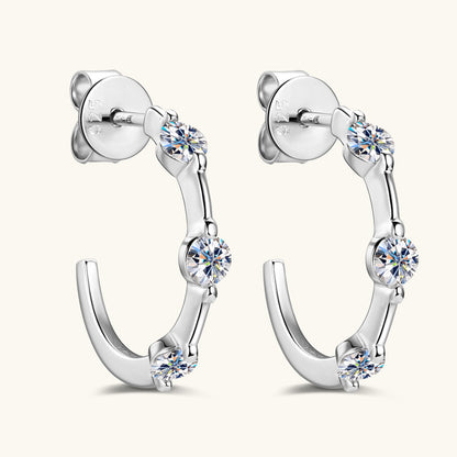 Three-Stone Moissanite Half Hoops