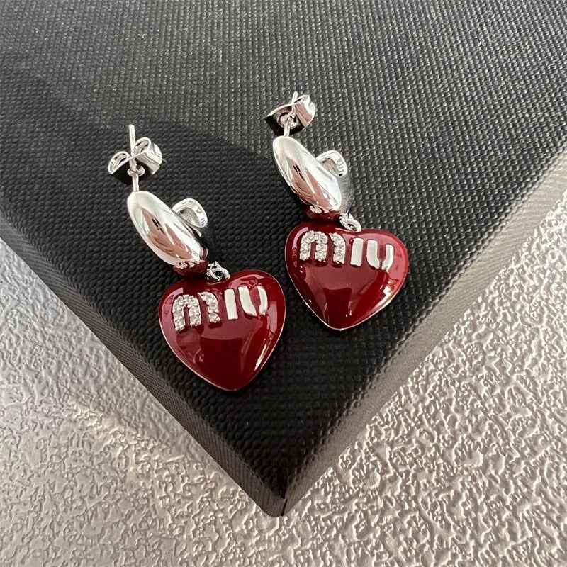 Miu Miu Heart Enamel Sweet Earrings - JIMMY JEWELRY 01
