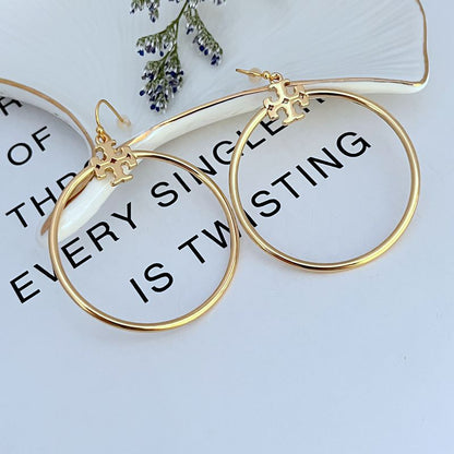 Tory Burch Minimalist Women's Large Round Metal Hoop Earrings