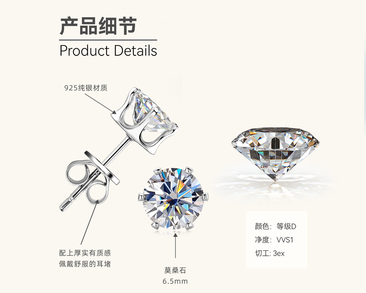 Moissanite Stud Earring Collection