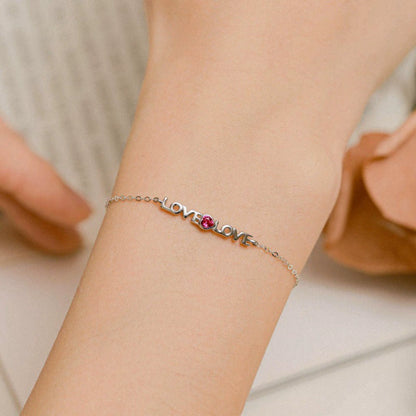 S925 Sterling Silver Heart and Letter "LOVE" Bracelet