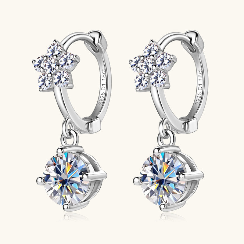 Star Flower Moissanite Dangle Earrings