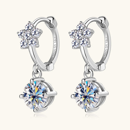 Star Flower Moissanite Dangle Earrings