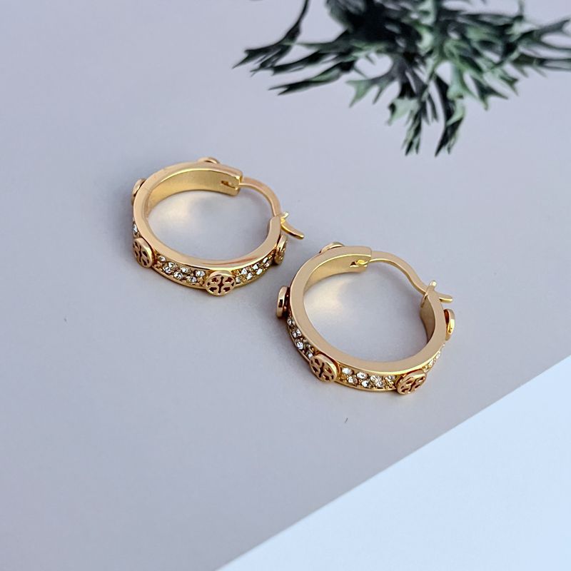 Tory Burch Exquisite Round Diamond-Logo Metal Earrings