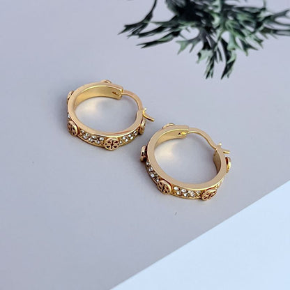 Tory Burch Exquisite Round Diamond-Logo Metal Earrings