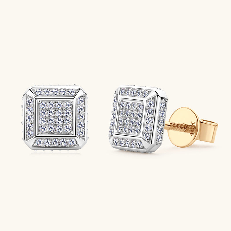 Moissanite Pave Square Stud Earrings