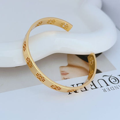 Tory Burch Smooth Openwork Logo Delicate Open Bangle