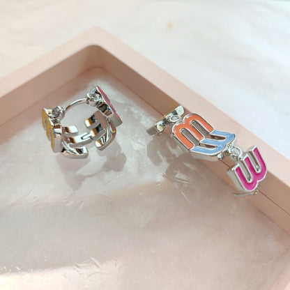 Miu Miu  Diamond Openwork Round Macaron Enamel Earrings