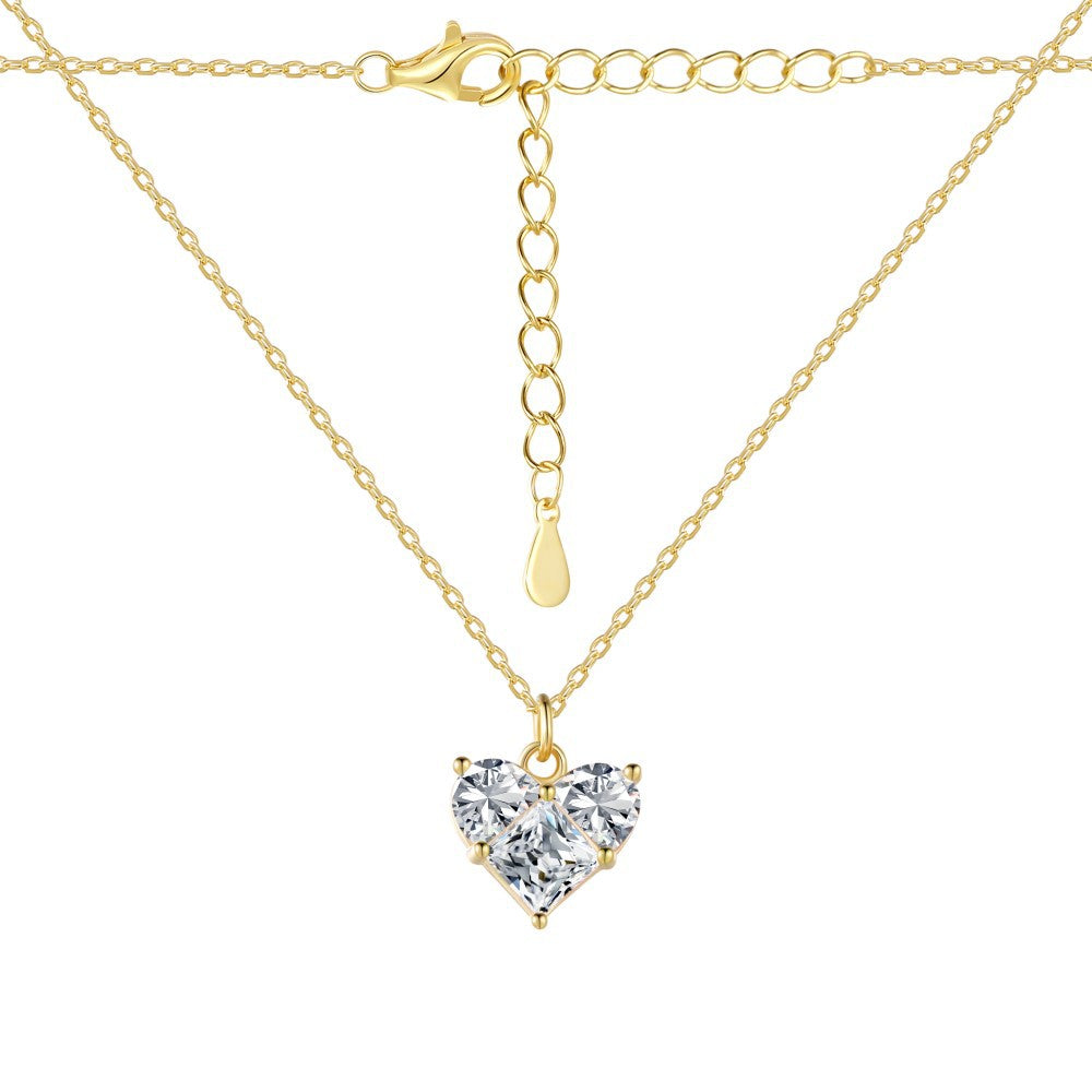 Large Heart 18K Gold Plated Choker Pendant For Women