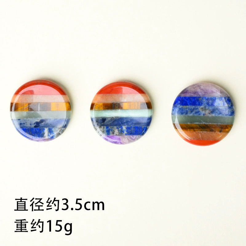 Round Rainbow Chakra Thumb Worry Stone