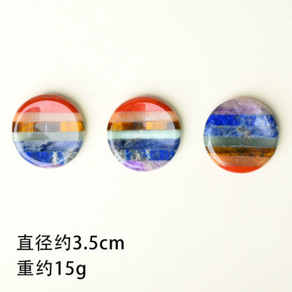 Round Rainbow Chakra Thumb Worry Stone