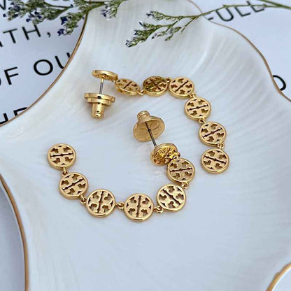 欧美时尚轻奢气质简约通勤镂空英文字母拼接小众女款金属耳坠