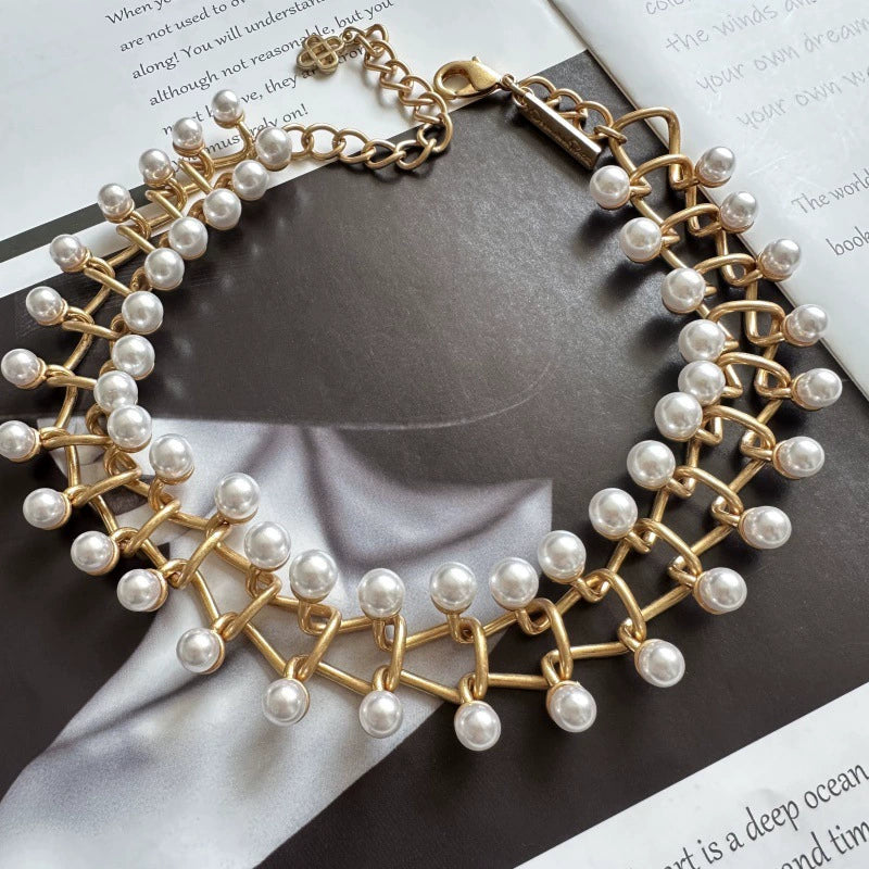Oscar de la Renta Intertwined Link Pearl Bracelet & Necklace Set