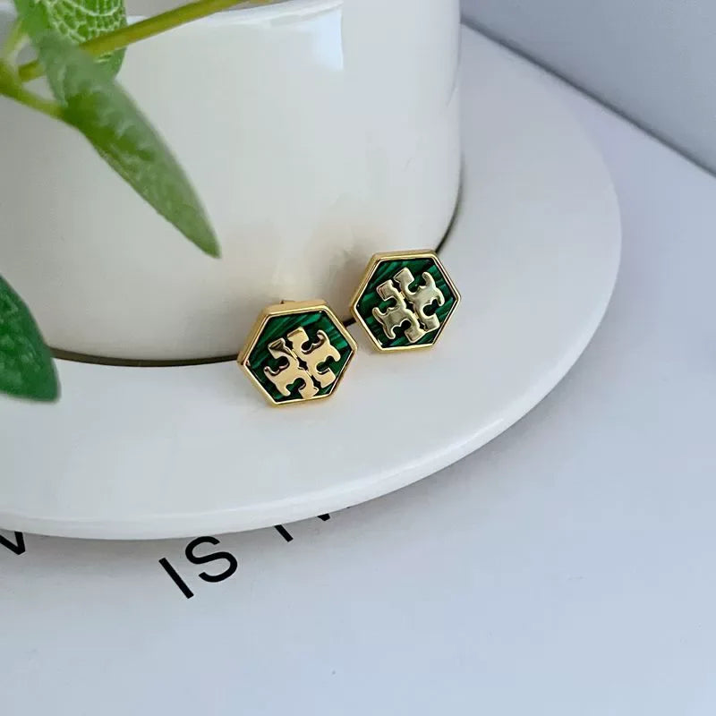 Tory Burch Shell Hexagonal Earrings - JIMMY JEWELRY 01