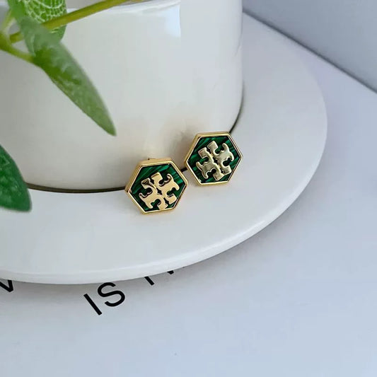 Tory Burch Shell Hexagonal Earrings - JIMMY JEWELRY 01