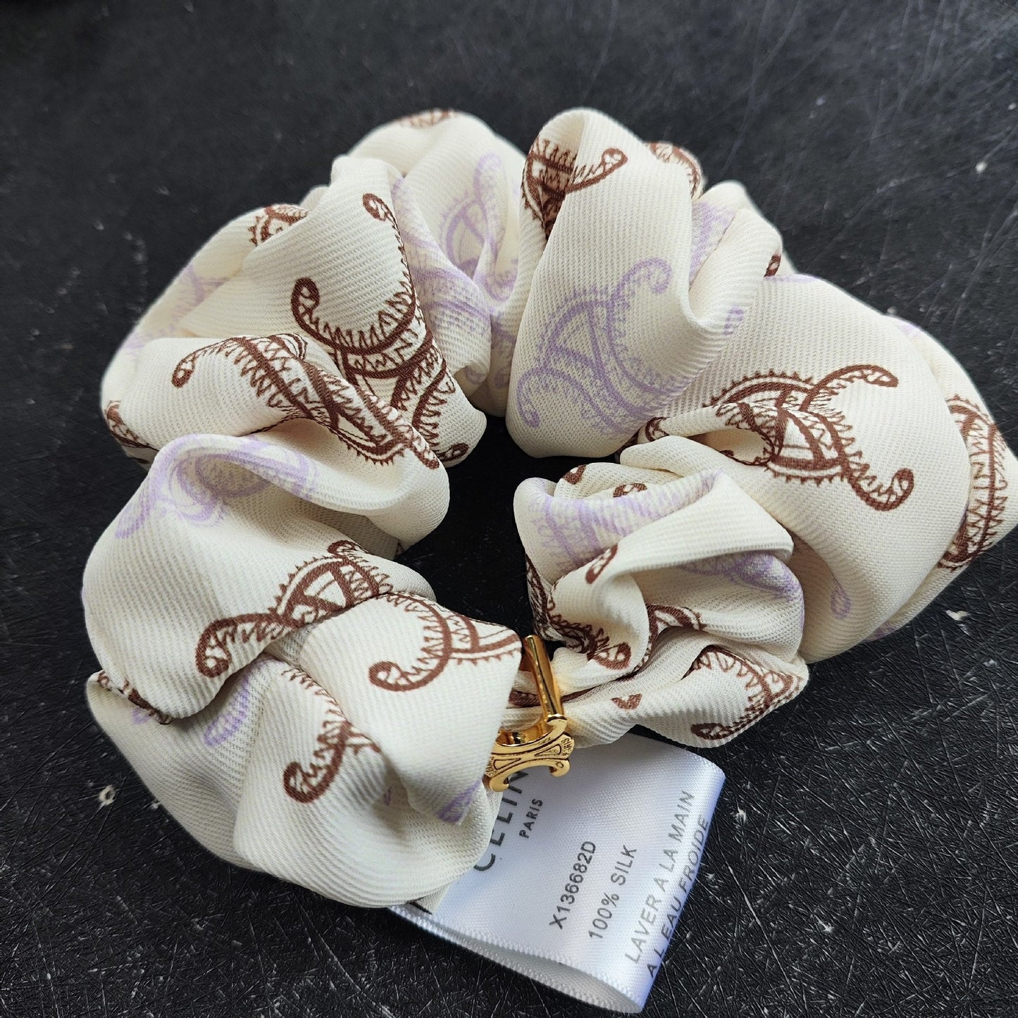 Celine Arc de Triomphe Hair Tie Silk Cotton Hair Tie