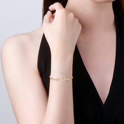 Moissanite Heart Bangle Bracelet