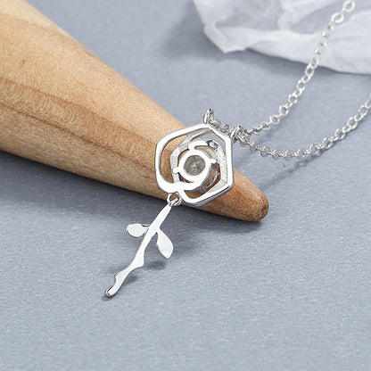 silver rose pendant